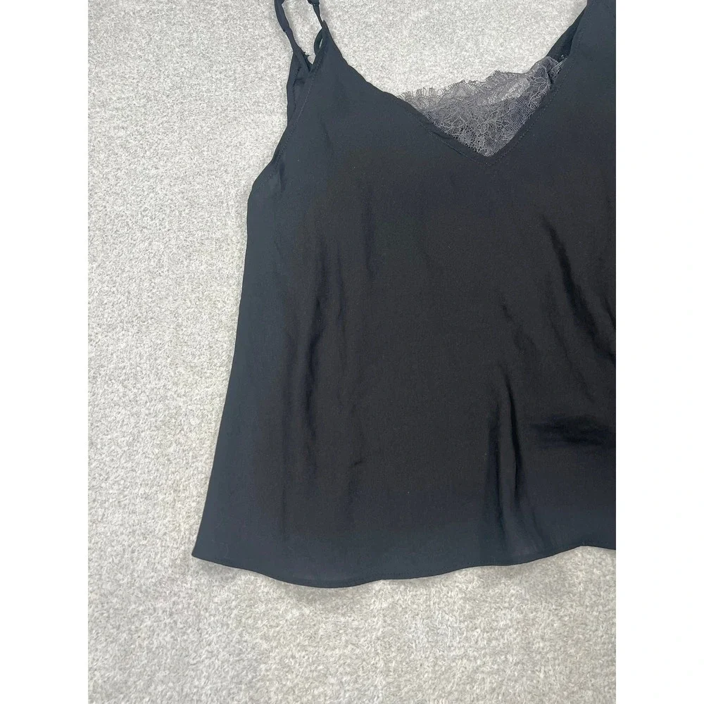 Intimately Free People Black Lace Trim Cami Tank Top XS V-Neck Adjustable Straps